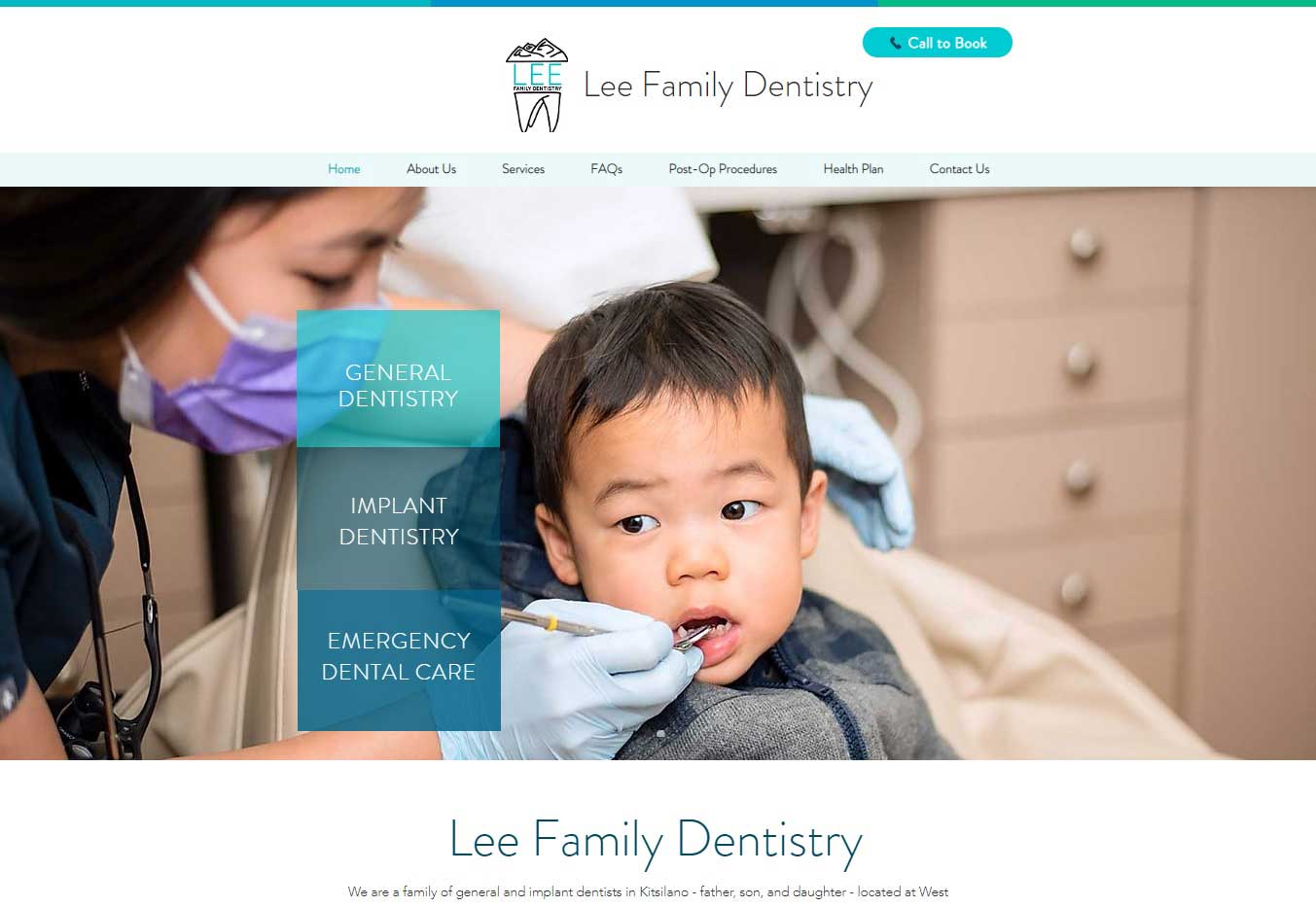 Lee Family Dentistry project by Lara Spence team, WordPress Vancouver